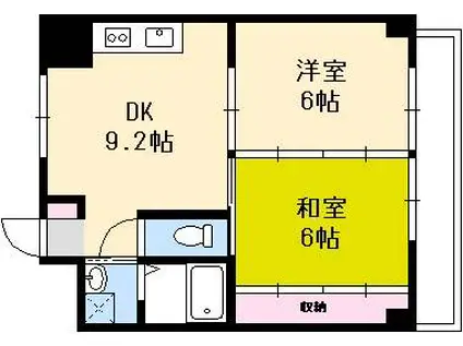 フレア21三滝(2LDK/4階)の間取り写真