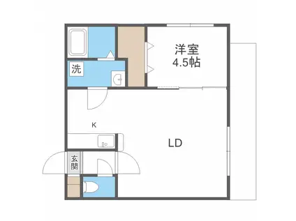 アスールドーム前(1LDK/2階)の間取り写真