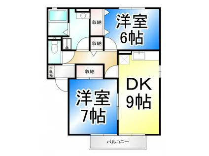 リバーシティー(2DK/2階)の間取り写真