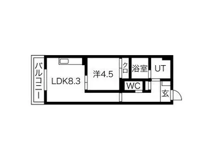 ANECIS花の木(1LDK/2階)の間取り写真