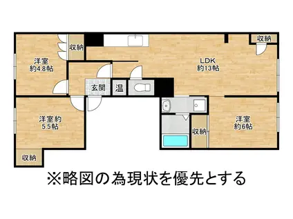 グリーンシティ師勝(3LDK/2階)の間取り写真