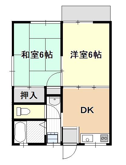 第1柳沢ハイツ(2DK/2階)の間取り写真