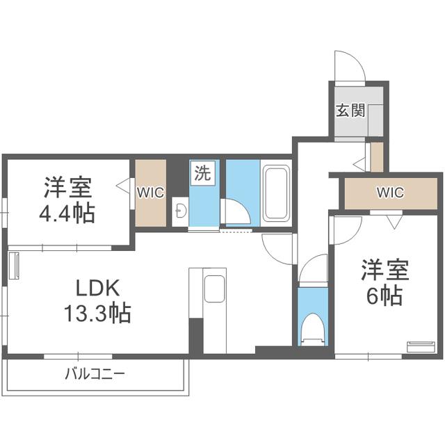D-ROOM板付(2LDK/2階)の間取り写真