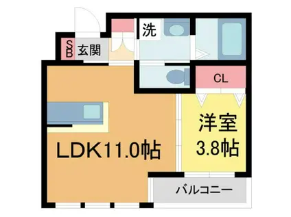光HAUS(1LDK/3階)の間取り写真