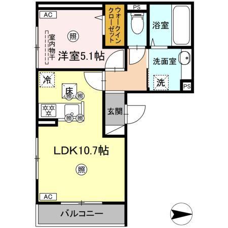 ラルゴ スターダスト(1LDK/1階)の間取り写真
