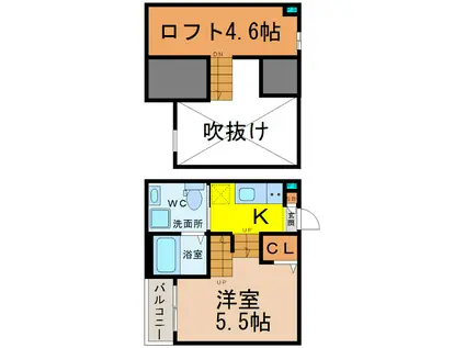 モルゲンロート(1K/2階)の間取り写真