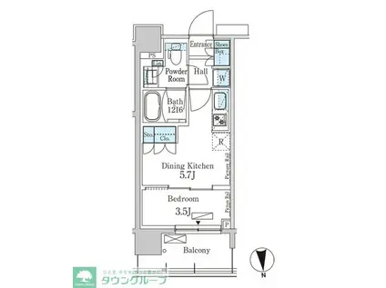 パークアクシス上野イースト(1DK/11階)の間取り写真