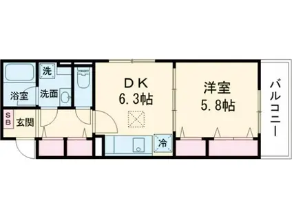 リプライネ中楠(1DK/2階)の間取り写真