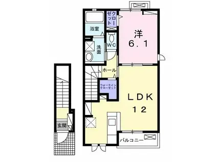 フルール・ド・コリーヌ(1LDK/2階)の間取り写真