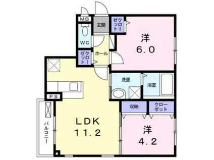 CALM覚王山(2LDK/3階)の間取り写真