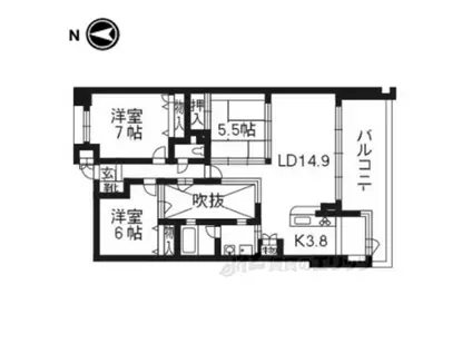 ユニーブル京都紫野(3LDK/2階)の間取り写真