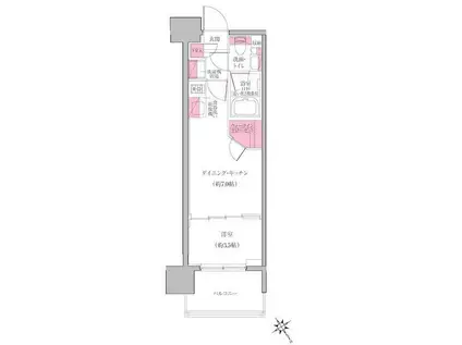 レジディア門前仲町プレイス(1DK/8階)の間取り写真