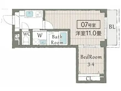 ヴェルステック南塚口(1LDK/3階)の間取り写真