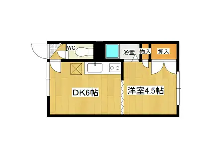 とん田パールハイツ(1DK/1階)の間取り写真