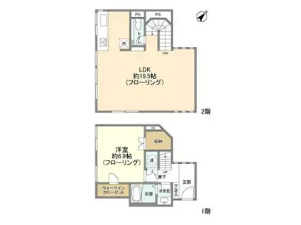 F K DAIKANYAMA F K 代官山(1LDK/1階)の間取り写真