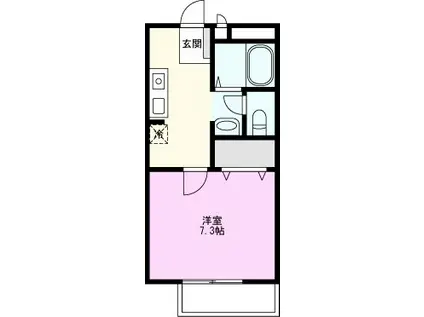 サンライフ越谷(1K/2階)の間取り写真