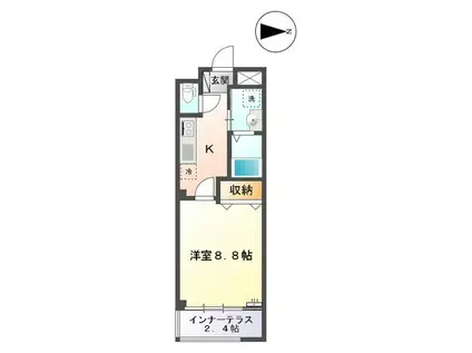 フォレストコート(1K/2階)の間取り写真