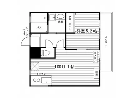 アルソ向中野(1LDK/4階)の間取り写真