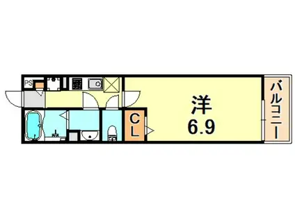 リブリ・フォー ディアリィスト 灘(1K/3階)の間取り写真