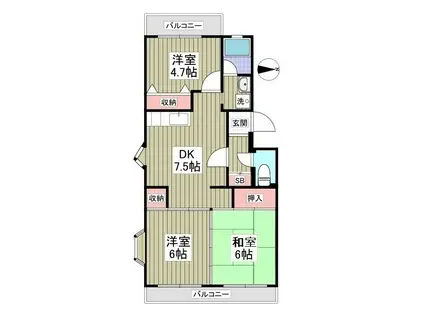 レオパレス萩原II(1K/2階)の間取り写真