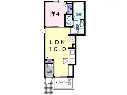メゾンディオール IIIA(1LDK/1階)の間取り写真