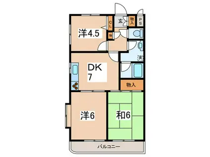 メゾンカメリヤ(3DK/4階)の間取り写真