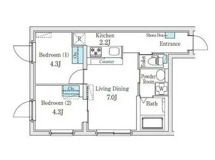 FIKA池袋(2DK/4階)の間取り写真