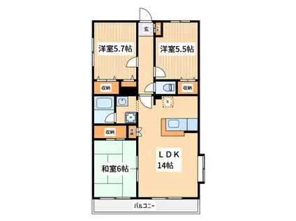 スカイハイムⅡ(3LDK/3階)の間取り写真