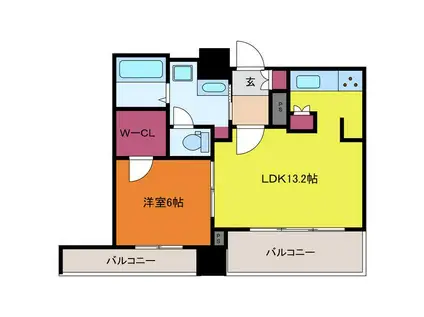 アデニウムタワー萬代橋1604(1LDK/16階)の間取り写真