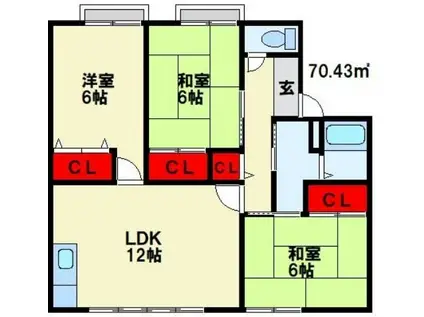 メゾン・シャトーE棟(3LDK/2階)の間取り写真