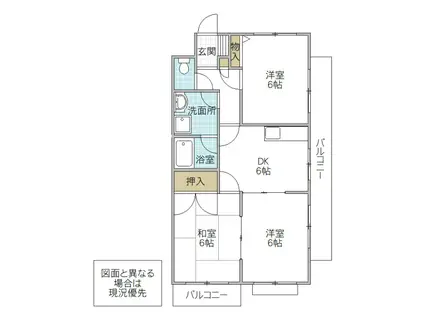 トワメゾン水戸B棟(3DK/1階)の間取り写真