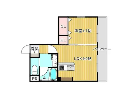 エール茨木本町(1LDK/1階)の間取り写真