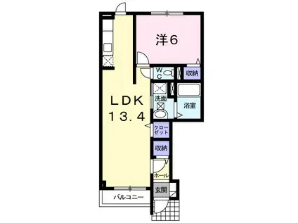 アルドールIII(1LDK/1階)の間取り写真