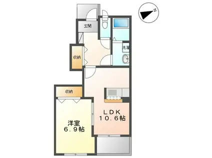 閑静で落ち着いた住環境が魅力(1LDK/1階)の間取り写真
