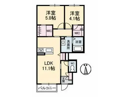 カサ・アロサール(2LDK/1階)の間取り写真
