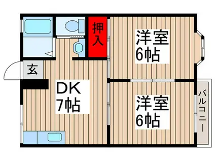 エクセルハイツ(2DK/1階)の間取り写真