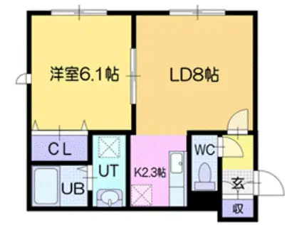 リオマーニ デュオ(1LDK/2階)の間取り写真