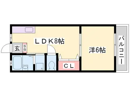 リリーオブザヴァレー(1LDK/2階)の間取り写真