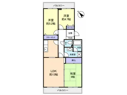 コートウィステリア(3LDK/1階)の間取り写真
