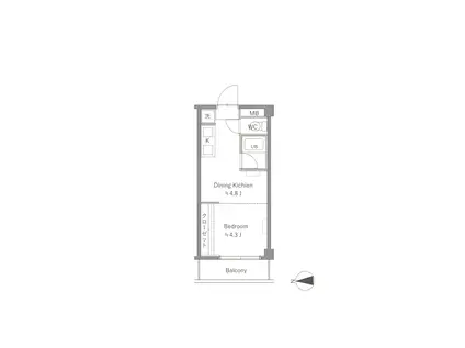 REN永山(1DK/4階)の間取り写真