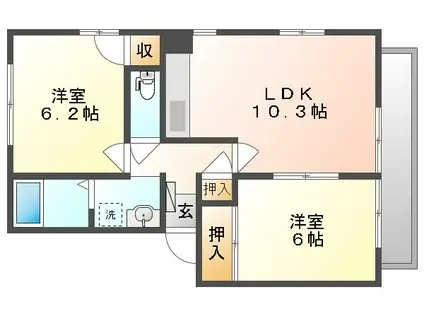 フォブールはまなすI・II・III(2LDK/2階)の間取り写真