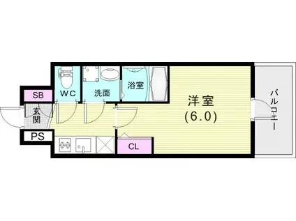 エスリード神戸グランドール(1K/10階)の間取り写真