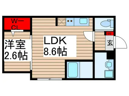 KEIAI RESIDENCE 久米川II(1LDK/2階)の間取り写真