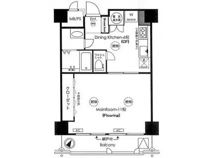 朝日南麻布マンション(1DK/3階)の間取り写真