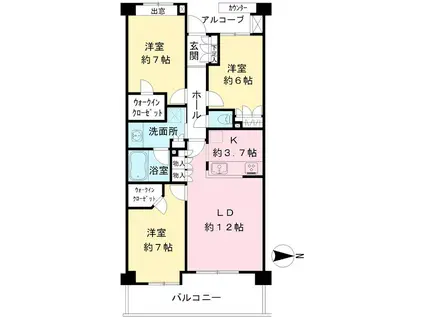 エルザ世田谷(3LDK/2階)の間取り写真