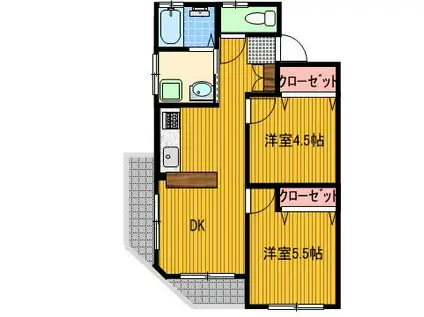 FGビル(2DK/2階)の間取り写真