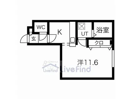 CARRERA豊平(1K/4階)の間取り写真