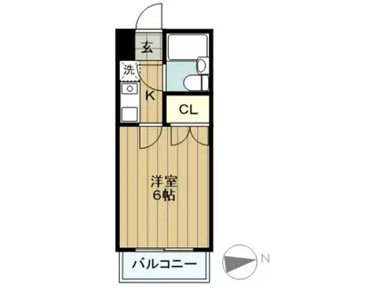 スカイコート多摩川第2(1K/2階)の間取り写真