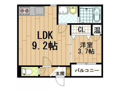 REPOS長瀬(1LDK/3階)の間取り写真