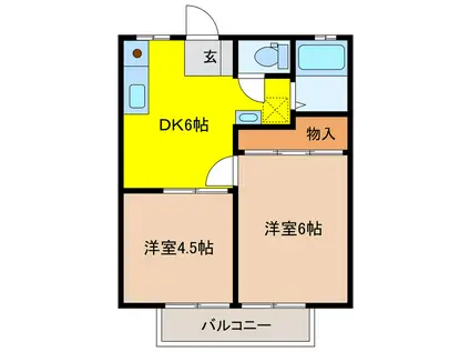 パナハイツ木呂(2DK/1階)の間取り写真